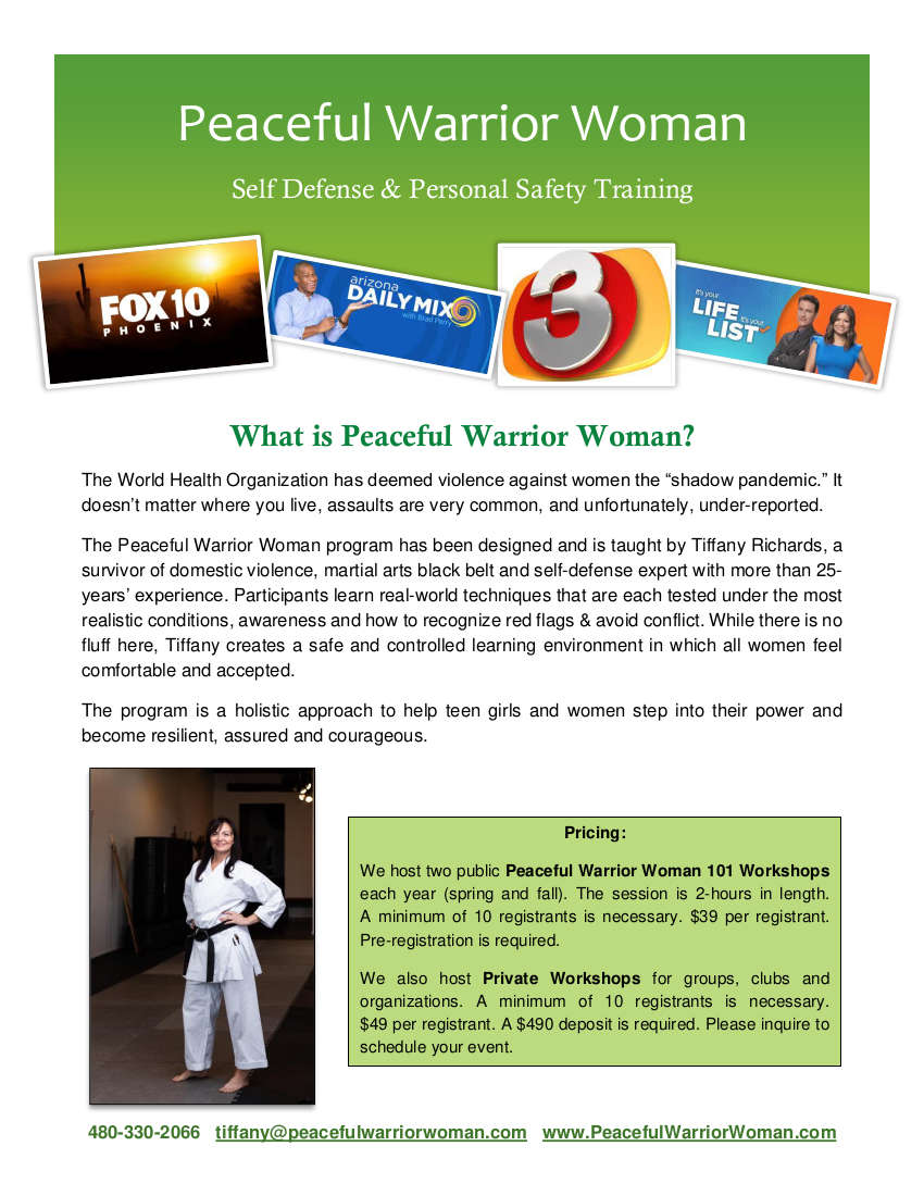 Upcoming Women's Self Defense Class at Peace Academy